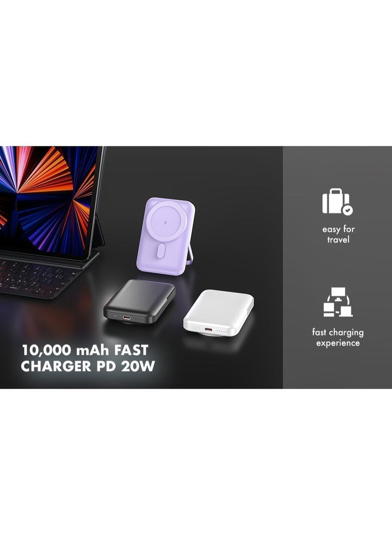 ايوسويت باور بنك iOsuite ماج سيف سعة 10000 مللي أمبير مع حامل، شحن لاسلكي مغناطيسي حتى 15 واط، شحن سريع PD 20 واط عبر تايب سي، تصميم نحيف ومحمول، متوافق مع ايفون 16 و15 و14 – أسود - Image 5